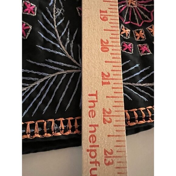 Vintage 90s French Connection colorful embroidered black a-line skater skirt 8 - Picture 8 of 9